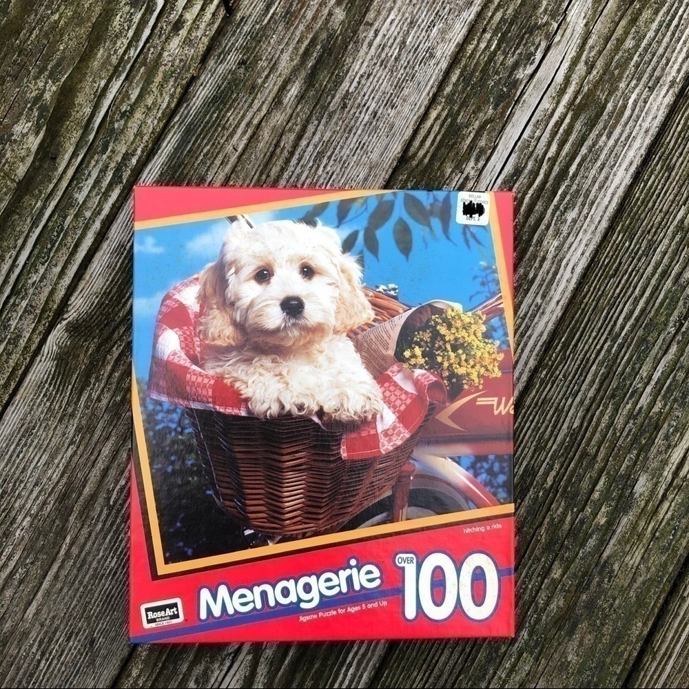 Vintage Rose Art Puppy Puzzle 100 Piece - Complete